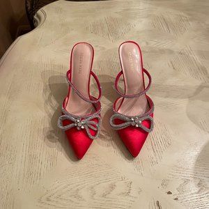 Azalea Wang Red Satin Evening Pumps